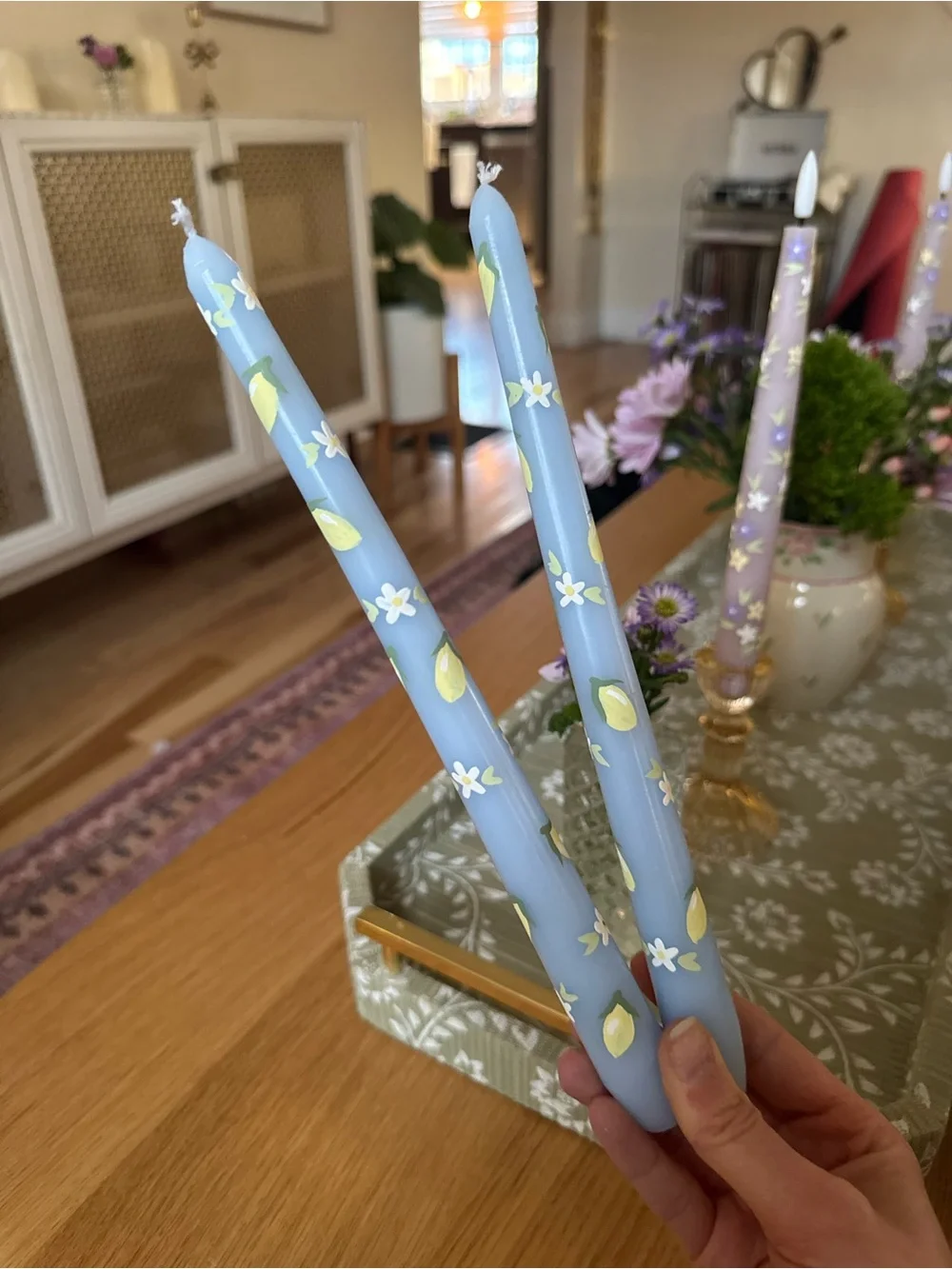 Hand painted taper candles